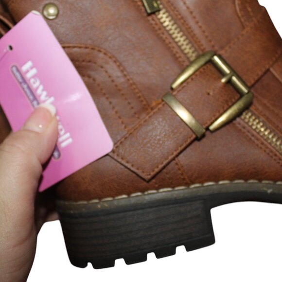BOOT SALE!!! Hawkwell Combat Fashion Side Zipper Buckle Ankle Booties 7 NWT - Picture 11 of 14
